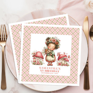 Whimsy Fairy Blush Pink Floral Birthday Celebratio Paper Dinner Napkins