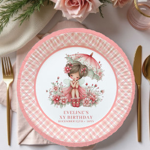 Whimsy Fairy Girl 4th Birthday Blush Pink paper Plates