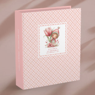 Whimsy Fairy Girl 4th Birthday Floral Pink Memory  3 Ring Binder