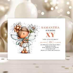 Whimsy Fairy Girl 4th Birthday Pastel invitation
