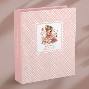 Whimsy Fairy Girl 4th Birthday Pastel Pink Memory  3 Ring Binder