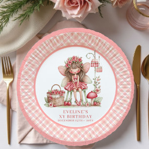 Whimsy Fairy Girl 4th Birthday Pastel Pink paper Plates