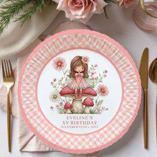Whimsy Fairy Girl Birthday Blush Floral paper Plates