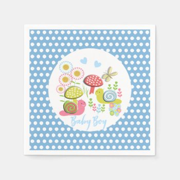 Whimsy Fairy-tale Spring Garden Baby Boy Shower Napkins by Flissitations at Zazzle
