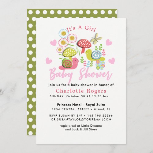 Whimsy Fairy_tale Spring Garden Baby Girl Shower Invitation