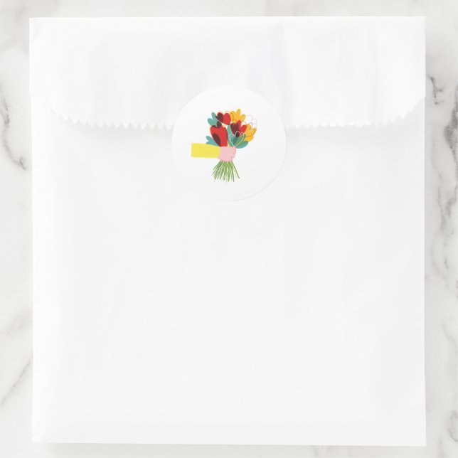 Whimsy Floral Bouquet Round Sticker (Bag)