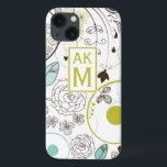 Whimsy Floral Pattern Monogram iPad Mini Case<br><div class="desc">Customizable iPad mini case featuring white,  blue and chartreuse floral pattern. This is available in variety of colors and variety of cases and sleeves.</div>