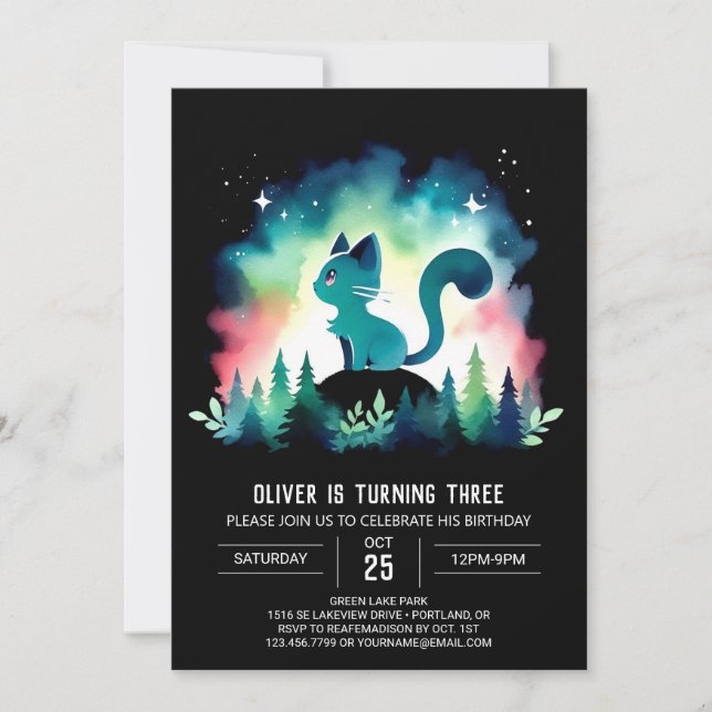 Whimsy Fun Cat Birthday Invitation (Front)