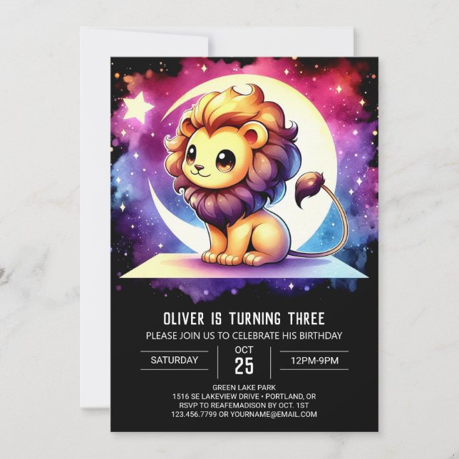 Whimsy Fun Lion Birthday  Invitation (Front)