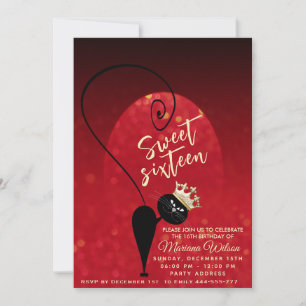 Whimsy funny cat Red  spotlight  bokeh  Invitation