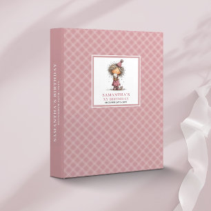 Whimsy Funny Girl 4th Birthday Pink ring binder
