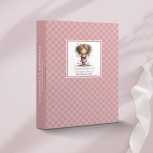 Whimsy Funny Toddler 8th Birthday Pink ring binder