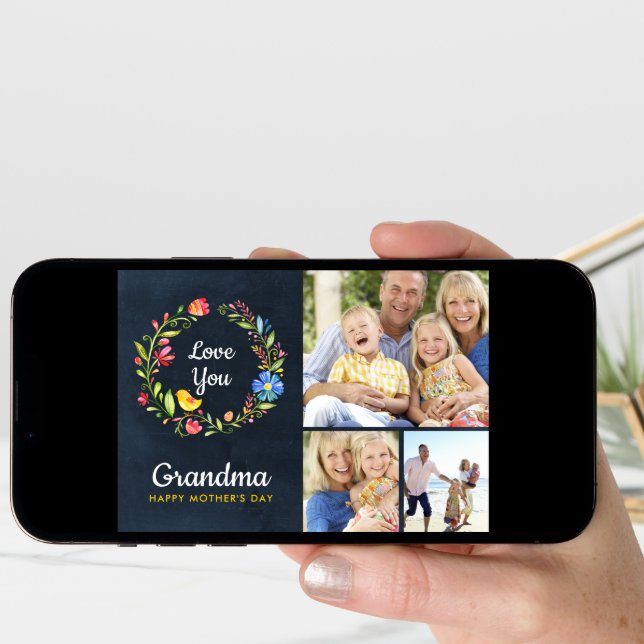 Whimsy Garden Wreath Mother's Day Photo Card (Front Digital)