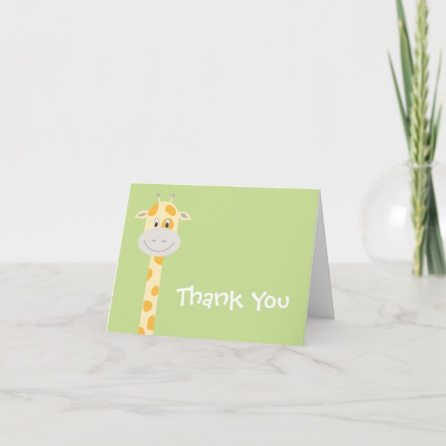 Whimsy Giraffe Letterpress Thank You Card (Front)