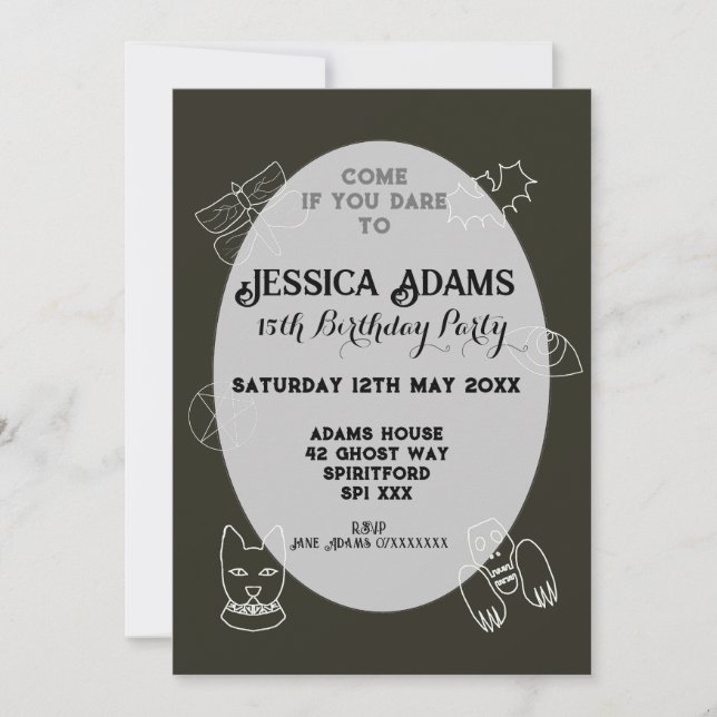 Whimsy goth birthday party witchy gothic invitation (Front)