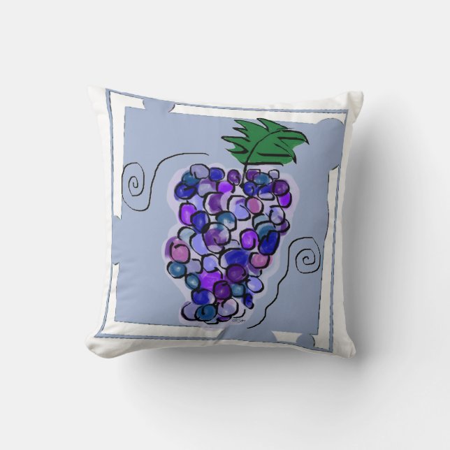 Whimsy Grapes Throw Pillow (Front)