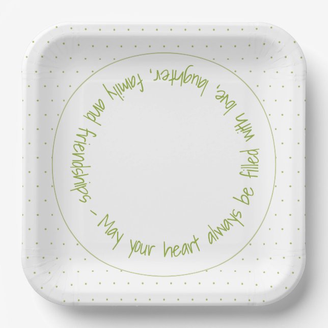 Whimsy Green Polka Dot Designer Paper Plates (Front)