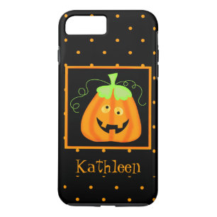 Whimsy Halloween Pumpkin Black Name Personalized iPhone 8 Plus/7 Plus Case