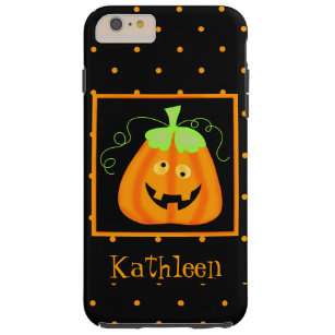 Whimsy Halloween Pumpkin Black Name Personalized Tough iPhone 6 Plus Case