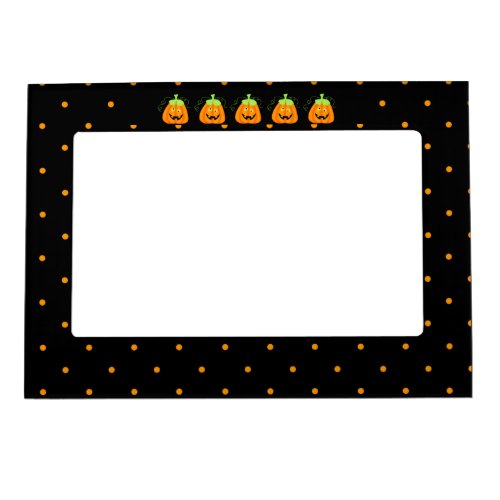 Whimsy Halloween Pumpkin on Black Magnetic Photo Frame
