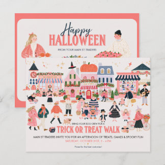 Whimsy Halloween Trick or Treat Walk  Postcard