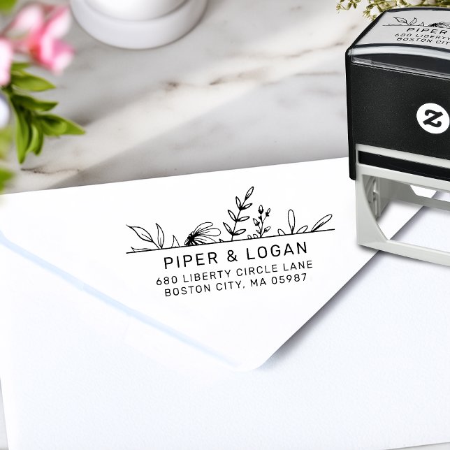 Whimsy Hand-drawn Greenery Return Address Self-inking Stamp (Whimsy Hand-drawn Greenery Return Address Self-inking Stamp)