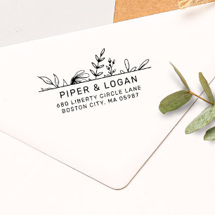 Whimsy Hand-drawn Greenery Return Address Self-inking Stamp