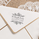 Whimsy Hand-drawn Leaves Frame Return Address Rubber Stamp<br><div class="desc">Custom botanical return address rubber stamp featuring whimsy hand-drawn leaves framing a chic script font and trendy sans-serif typeface. Click on "Personalize this template" and add your family name and return address details and take home the perfect design for you! Stand out when you send out your mail! Available with...</div>