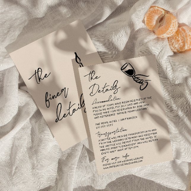 Whimsy Hand Written Drawn Quirky Wedding Details Enclosure Card (Creator Uploaded)