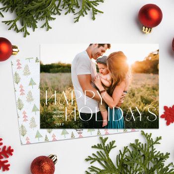 Whimsy Happy Holidays Modern Full Photo   Holiday Card by XmasMall at Zazzle