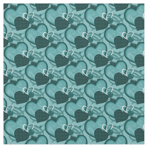 Whimsy Hearts Fabric-Two Tone Teal Fabric