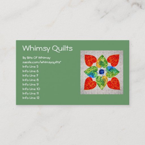 Customizable Whimsy Hearts Quilt - Block #1 Business Card