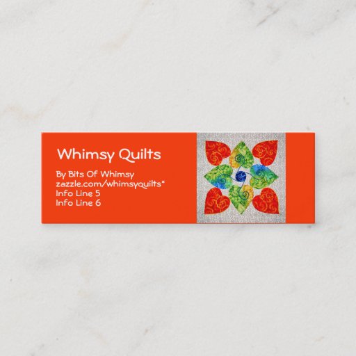 Customizable Whimsy Hearts Quilt - Block #1 Business Card Templates