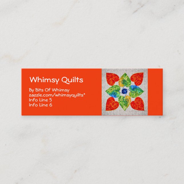 Whimsy Hearts Quilt - Block #1 Mini Business Card (Front)