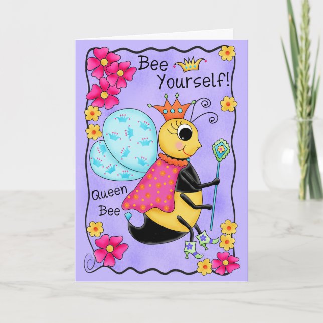 Whimsy Honey Queen Bee Friendship Card (Front)