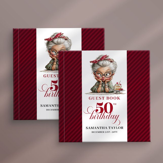 Whimsy humor 50th woman celebration guest book (Whimsy humor 50th woman celebration guest book)