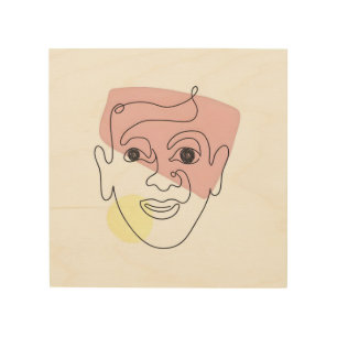 Whimsy in One Line – Abstract Portrait Wood Wall Art