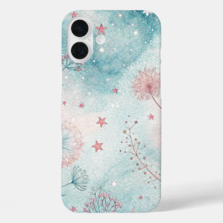 Whimsy in pink and blue iPhone 16 plus case