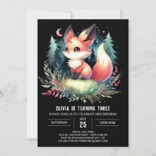 Whimsy Kids Fox Birthday digital Invitation