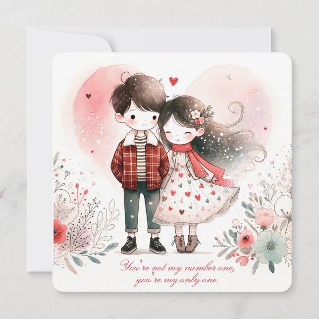 Whimsy Loving Valentine Couple  Holiday Card (Front)