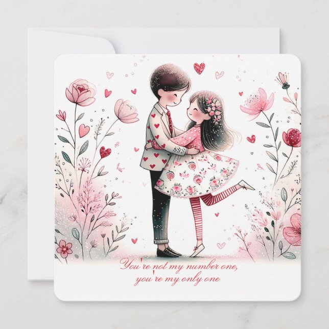 Whimsy Loving Valentine Couple  Holiday Card (Front)
