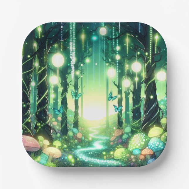 Whimsy Magical Enchanted Forest Baby Shower  Paper Plates (Front)