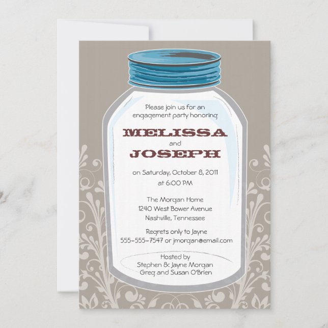 Whimsy Mason Jar Engagement Party Invitation (Front)