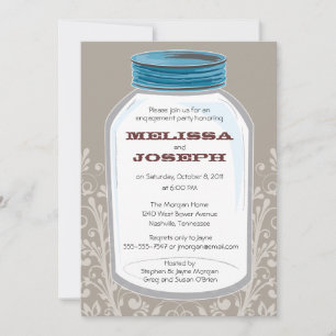 Whimsy Mason Jar Engagement Party Invitation