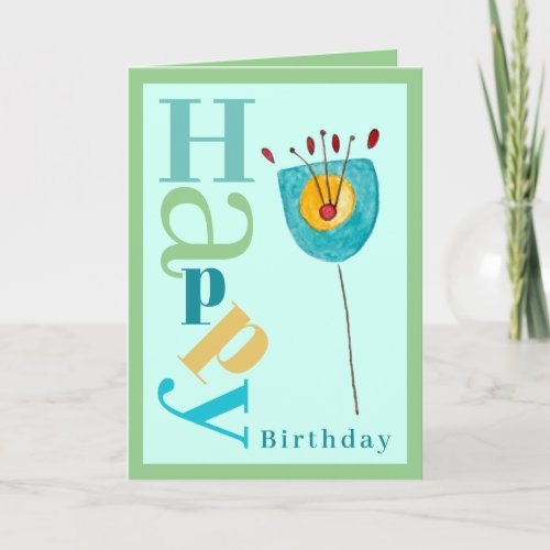 Whimsy Modern Flower Birthday Card