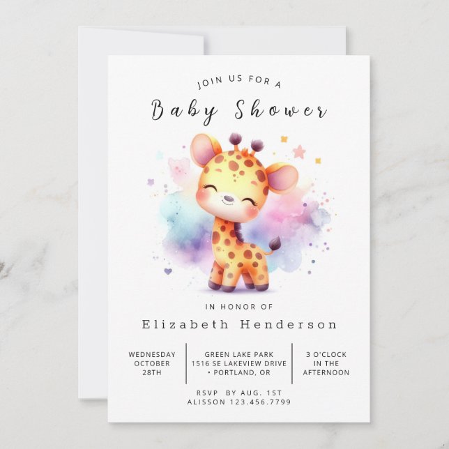 Whimsy Online Giraffe Baby Shower  Invitation (Front)