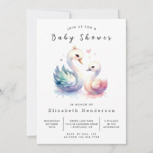 Whimsy Online Swan Baby Shower Invitation