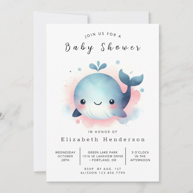 Whimsy Online Whale Baby Shower Invitation (Front)