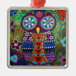 whimsy owl metal ornament