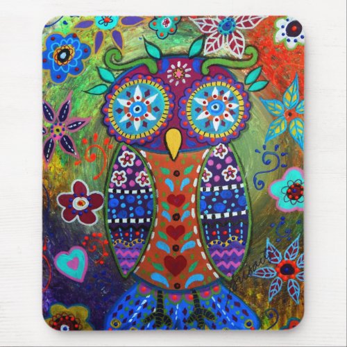 whimsy owl mouse pad